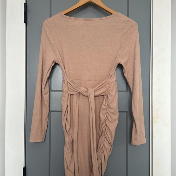 Brown ribbed midi dress - Picture 5 of 5